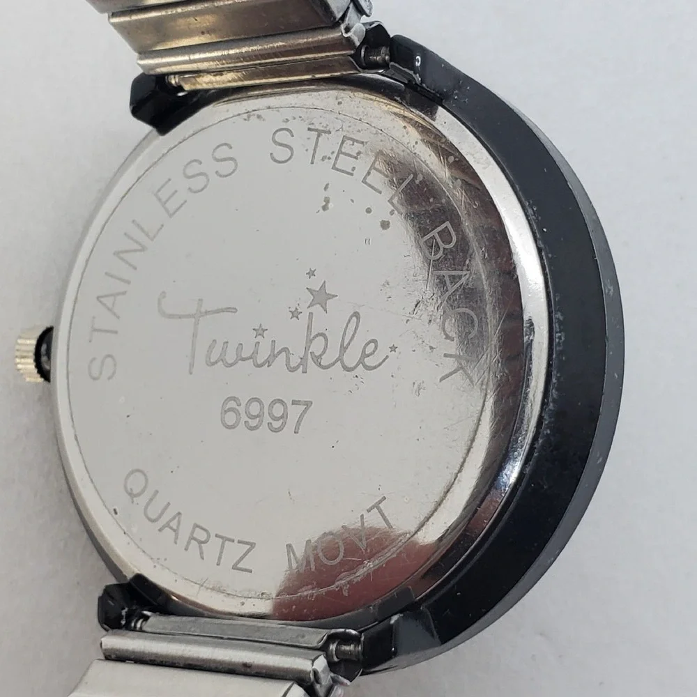 Women's Twinkle Watch 40MM Black Dial Case Black Stretched Band‎ 6